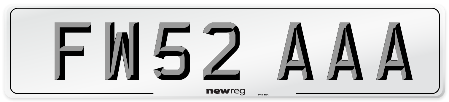 FW52 AAA Number Plate from New Reg